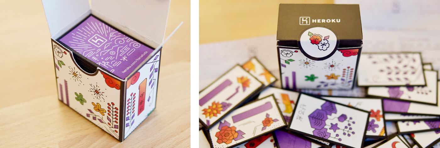 hanafuda card deck with custom Heroku artwork